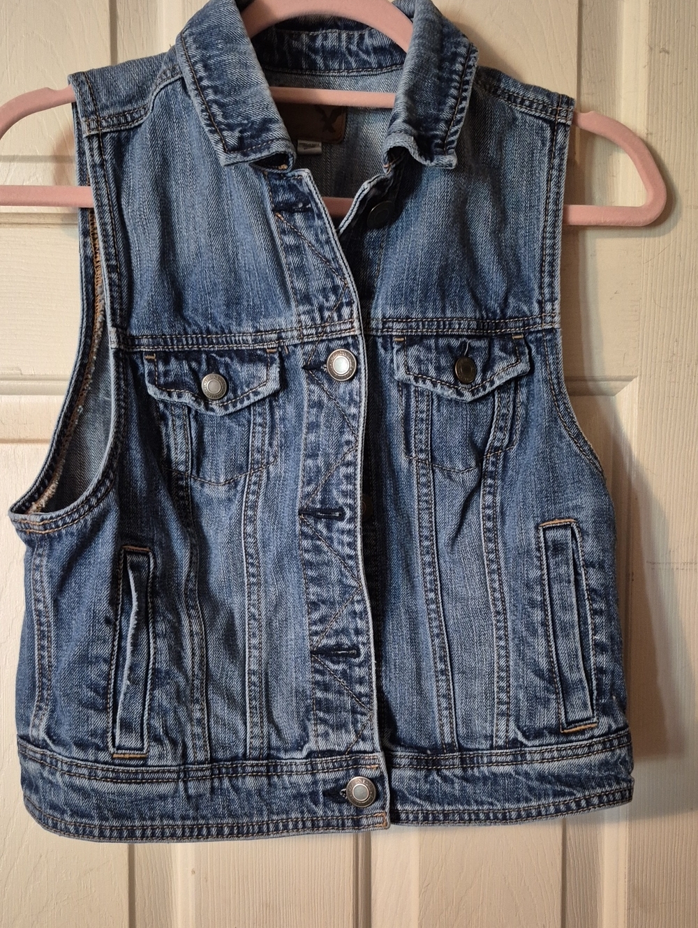 American Eagle Outfitters Denim Vest in Blue Wash